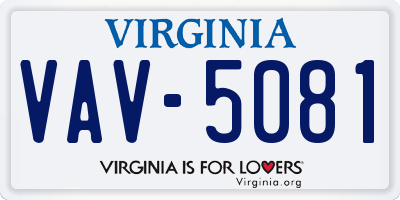 VA license plate VAV5081