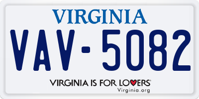 VA license plate VAV5082
