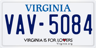 VA license plate VAV5084
