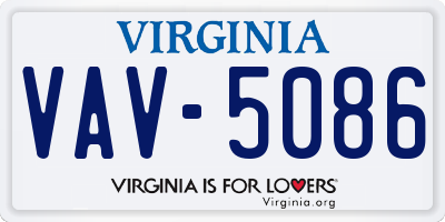 VA license plate VAV5086