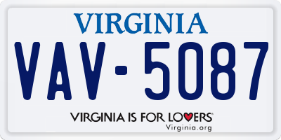 VA license plate VAV5087