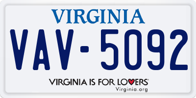 VA license plate VAV5092