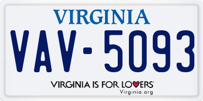 VA license plate VAV5093