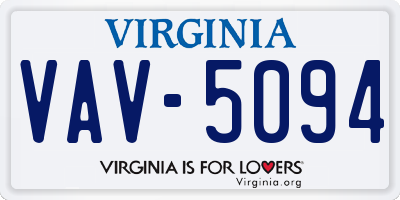 VA license plate VAV5094