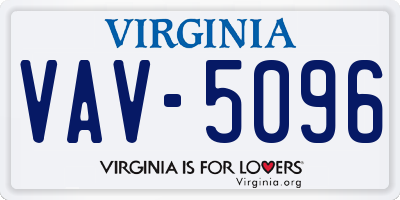 VA license plate VAV5096