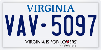 VA license plate VAV5097