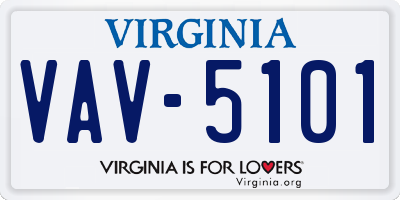VA license plate VAV5101