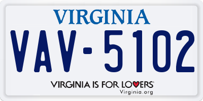 VA license plate VAV5102