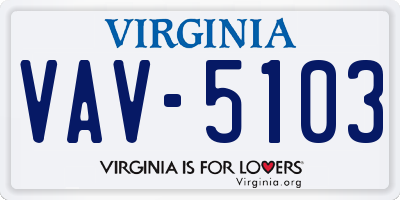 VA license plate VAV5103