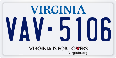 VA license plate VAV5106