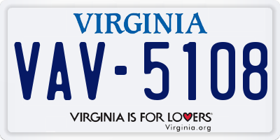 VA license plate VAV5108