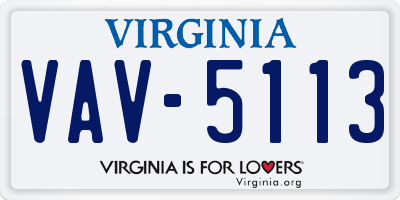 VA license plate VAV5113
