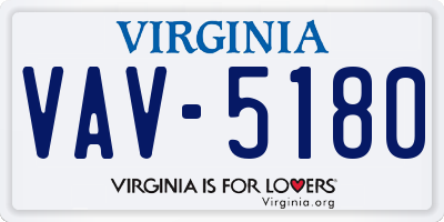 VA license plate VAV5180