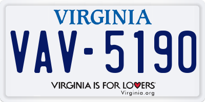 VA license plate VAV5190