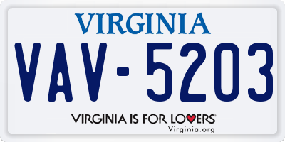 VA license plate VAV5203