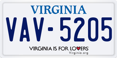 VA license plate VAV5205