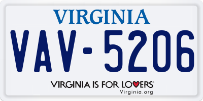 VA license plate VAV5206