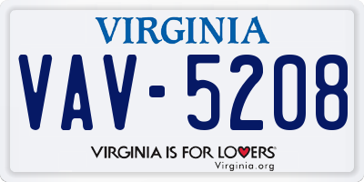 VA license plate VAV5208