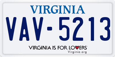 VA license plate VAV5213