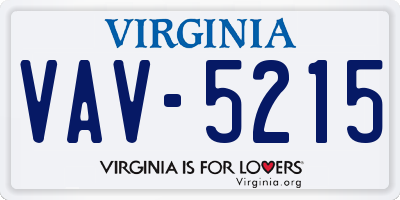 VA license plate VAV5215