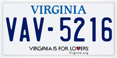VA license plate VAV5216