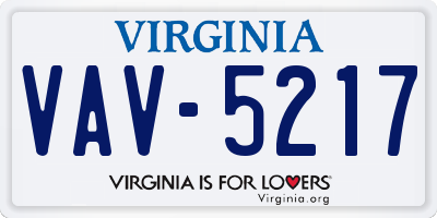 VA license plate VAV5217