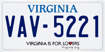 VA license plate VAV5221