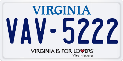 VA license plate VAV5222