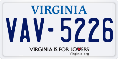 VA license plate VAV5226