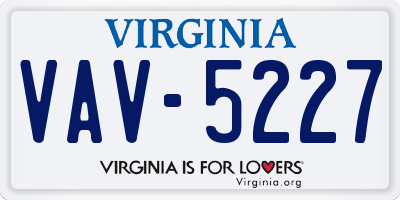 VA license plate VAV5227