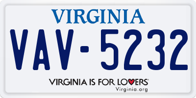 VA license plate VAV5232