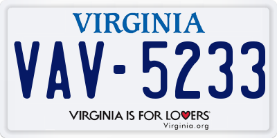 VA license plate VAV5233