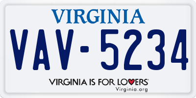 VA license plate VAV5234