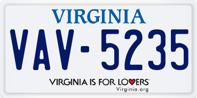 VA license plate VAV5235