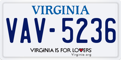 VA license plate VAV5236