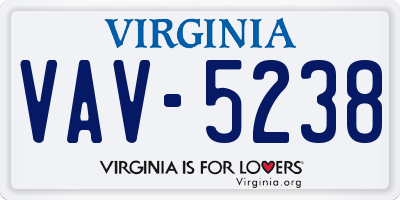 VA license plate VAV5238