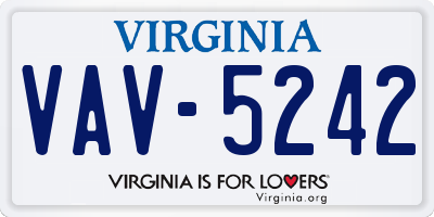 VA license plate VAV5242