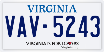 VA license plate VAV5243