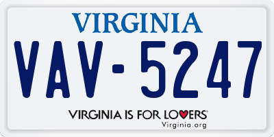 VA license plate VAV5247