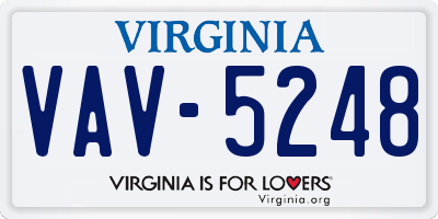 VA license plate VAV5248