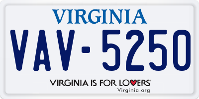 VA license plate VAV5250