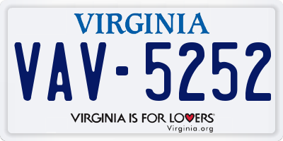 VA license plate VAV5252