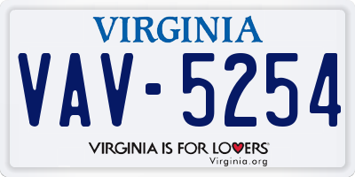 VA license plate VAV5254