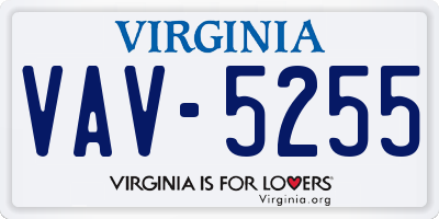 VA license plate VAV5255