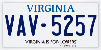 VA license plate VAV5257