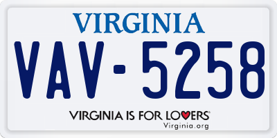 VA license plate VAV5258