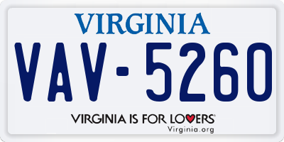 VA license plate VAV5260