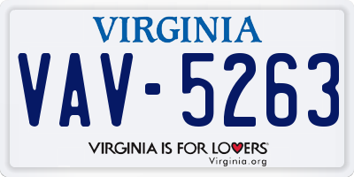 VA license plate VAV5263