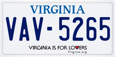 VA license plate VAV5265