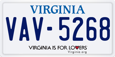 VA license plate VAV5268